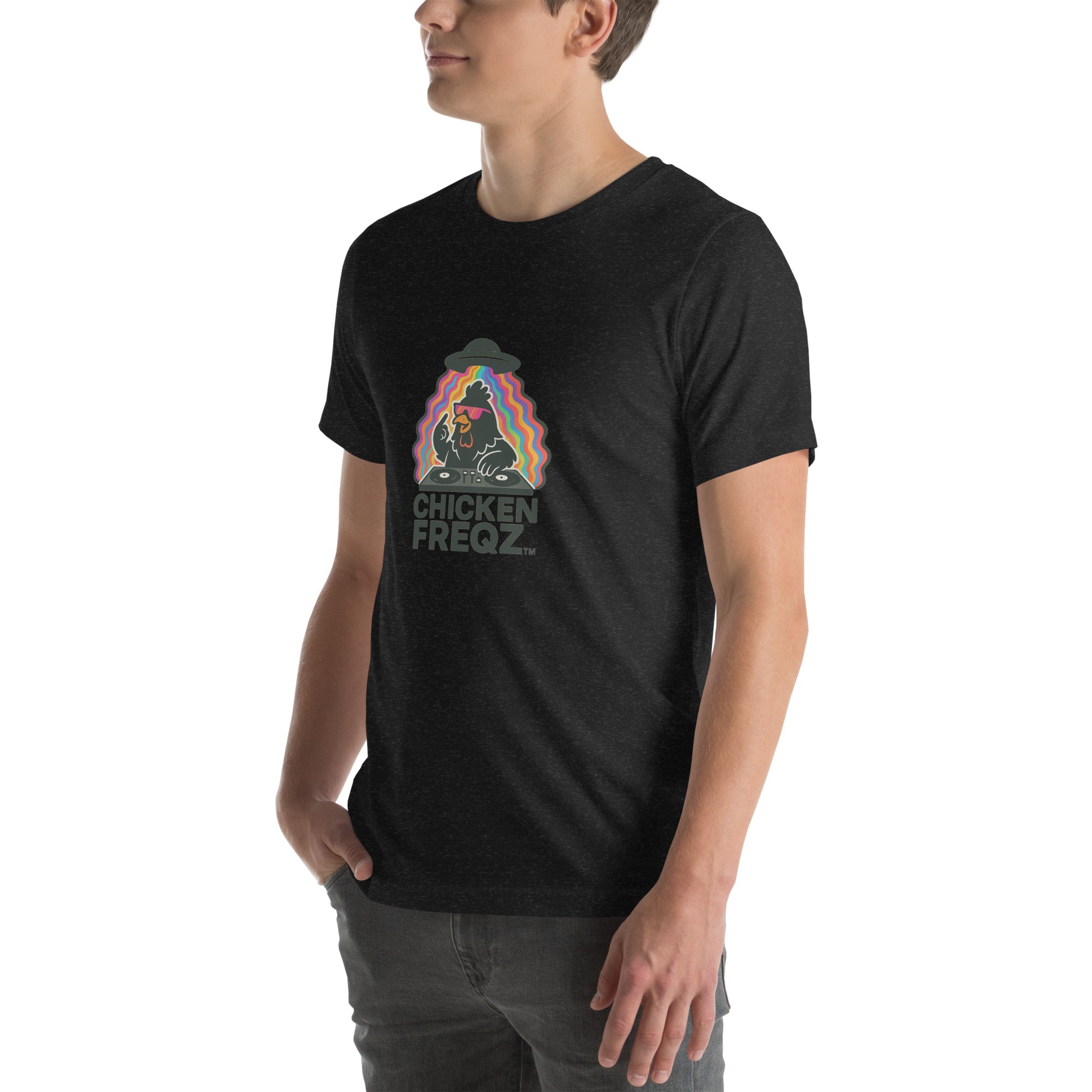 Chicken Freqz T-Shirt in Black – spiritual streetwear by Freddie Funk
