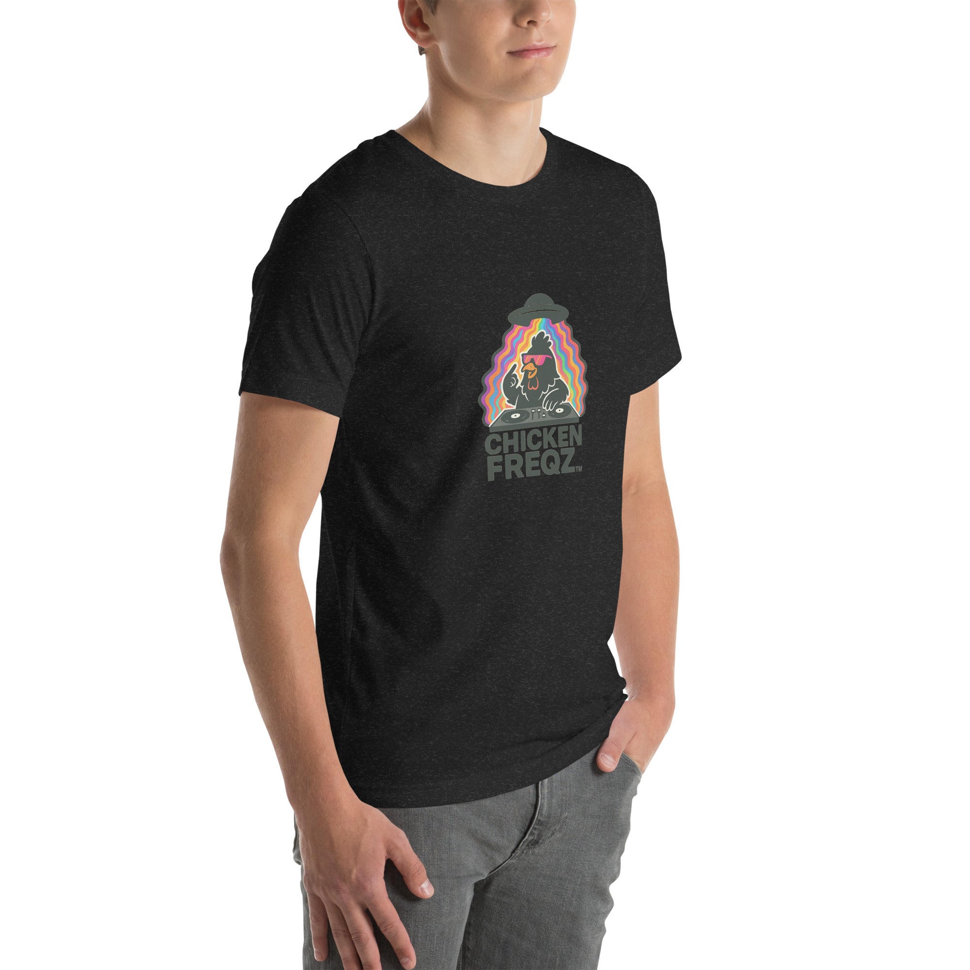 Chicken Freqz T-Shirt in Black – spiritual streetwear by Freddie Funk
